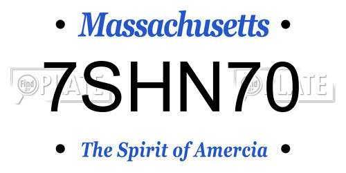 7SHN70 Massachusetts License Plate