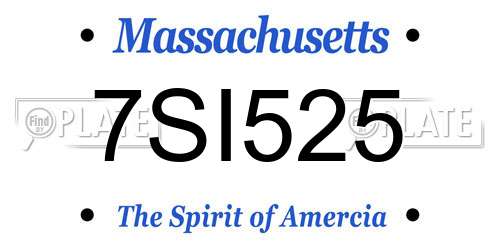 7SI525 Massachusetts License Plate