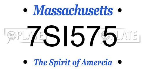 7SI575 Massachusetts License Plate
