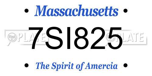 7SI825 Massachusetts License Plate