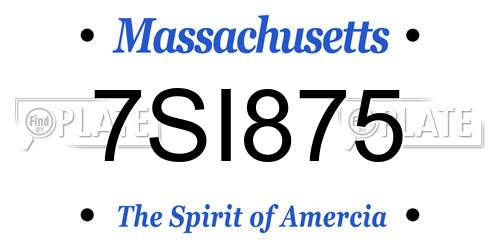 7SI875 Massachusetts License Plate