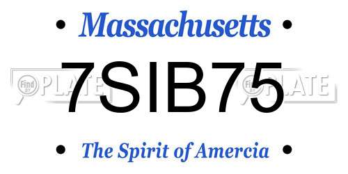7SIB75 Massachusetts License Plate