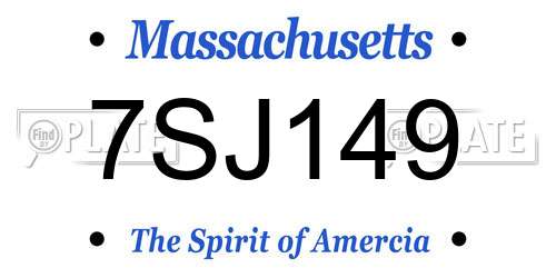 7SJ149 Massachusetts License Plate