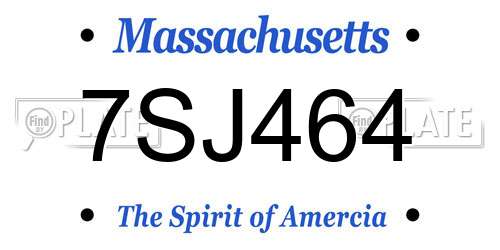 7SJ464 Massachusetts License Plate