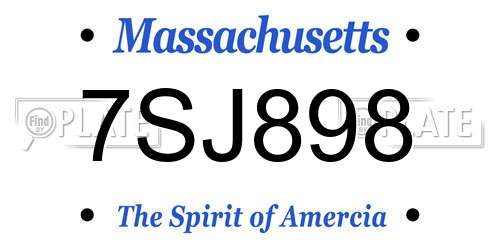 7SJ898 Massachusetts License Plate