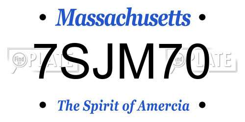 7SJM70 Massachusetts License Plate