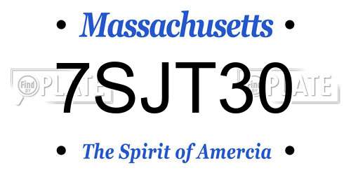 7SJT30 Massachusetts License Plate