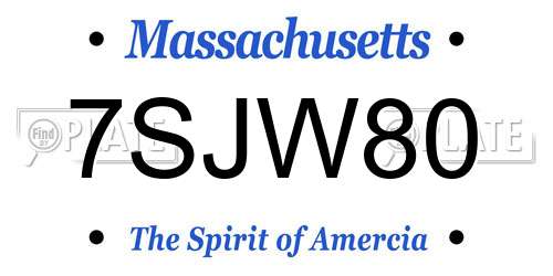 7SJW80 Massachusetts License Plate