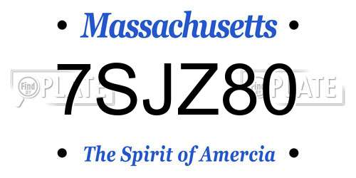 7SJZ80 Massachusetts License Plate
