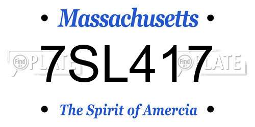 7SL417 Massachusetts License Plate