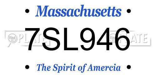 7SL946 Massachusetts License Plate