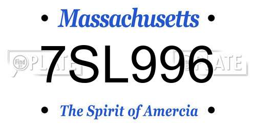 7SL996 Massachusetts License Plate