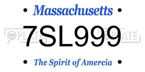 7SL999 Massachusetts License Plate