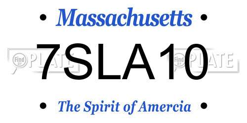 7SLA10 Massachusetts License Plate