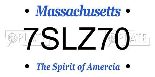 7SLZ70 Massachusetts License Plate