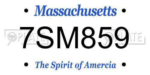7SM859 Massachusetts License Plate
