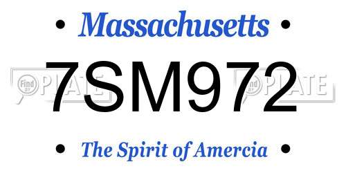 7SM972 Massachusetts License Plate