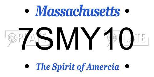 7SMY10 Massachusetts License Plate