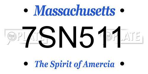 7SN511 Massachusetts License Plate