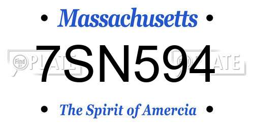 7SN594 Massachusetts License Plate