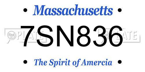 7SN836 Massachusetts License Plate