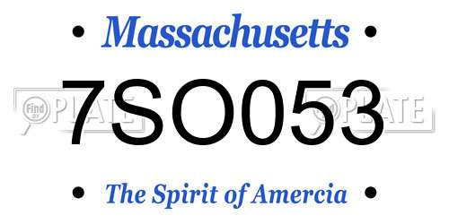 7SO053 Massachusetts License Plate