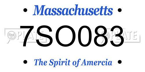 7SO083 Massachusetts License Plate