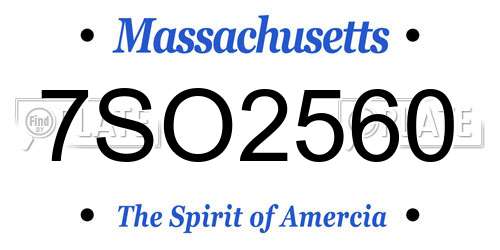 7SO2560 Massachusetts License Plate
