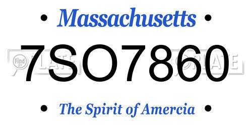 7SO7860 Massachusetts License Plate