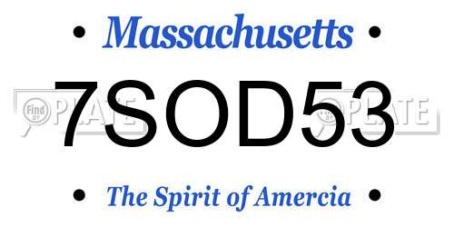 7SOD53 Massachusetts License Plate
