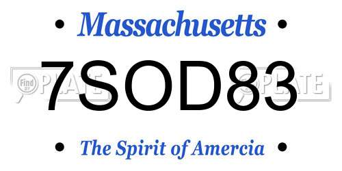 7SOD83 Massachusetts License Plate