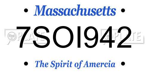 7SOI942 Massachusetts License Plate