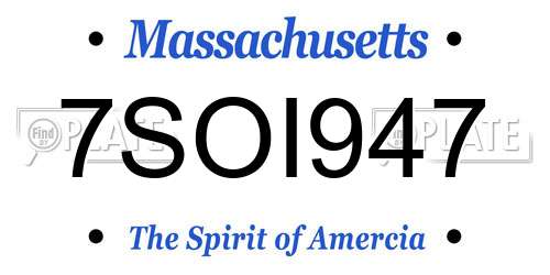 7SOI947 Massachusetts License Plate