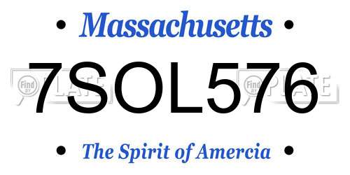 7SOL576 Massachusetts License Plate