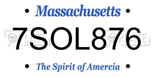 7SOL876 Massachusetts License Plate