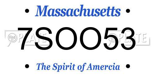 7SOO53 Massachusetts License Plate