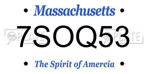 7SOQ53 Massachusetts License Plate