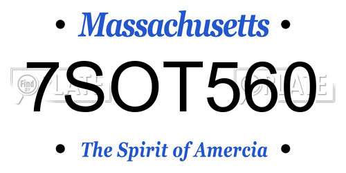 7SOT560 Massachusetts License Plate