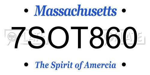 7SOT860 Massachusetts License Plate