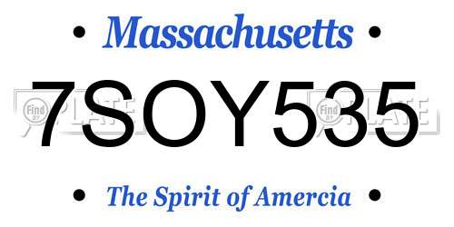 7SOY535 Massachusetts License Plate