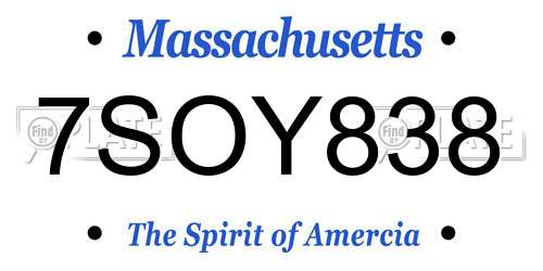 7SOY838 Massachusetts License Plate
