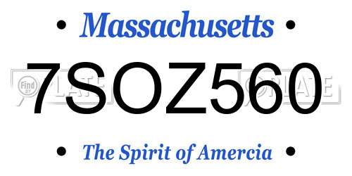 7SOZ560 Massachusetts License Plate