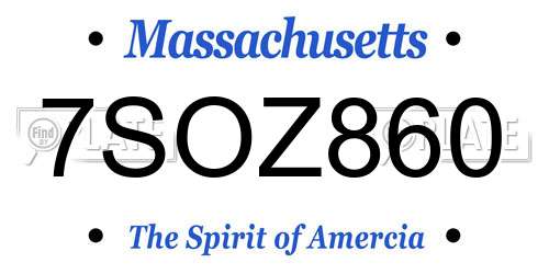 7SOZ860 Massachusetts License Plate