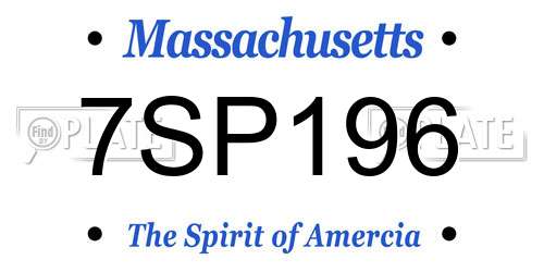 7SP196 Massachusetts License Plate