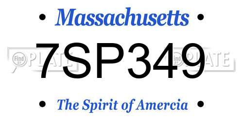 7SP349 Massachusetts License Plate