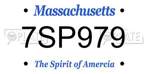 7SP979 Massachusetts License Plate