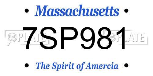 7SP981 Massachusetts License Plate