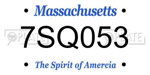 7SQ053 Massachusetts License Plate