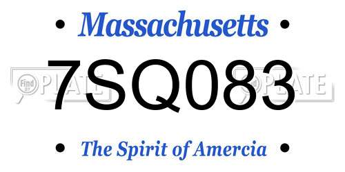 7SQ083 Massachusetts License Plate