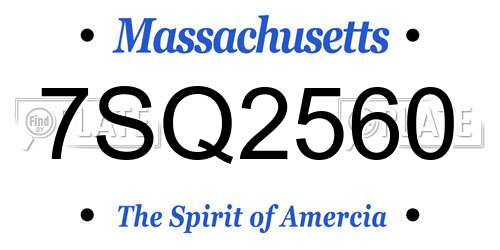 7SQ2560 Massachusetts License Plate